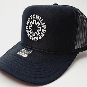 Red Hot Chili Peppers Trucker Mesh Snapback Hat Black American Rock Merch RHCP
